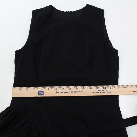 Morgane Le Fay Black Sleeveless Sheath Dress Asymmetric Apron Detail SZ S - Picture 13 of 16